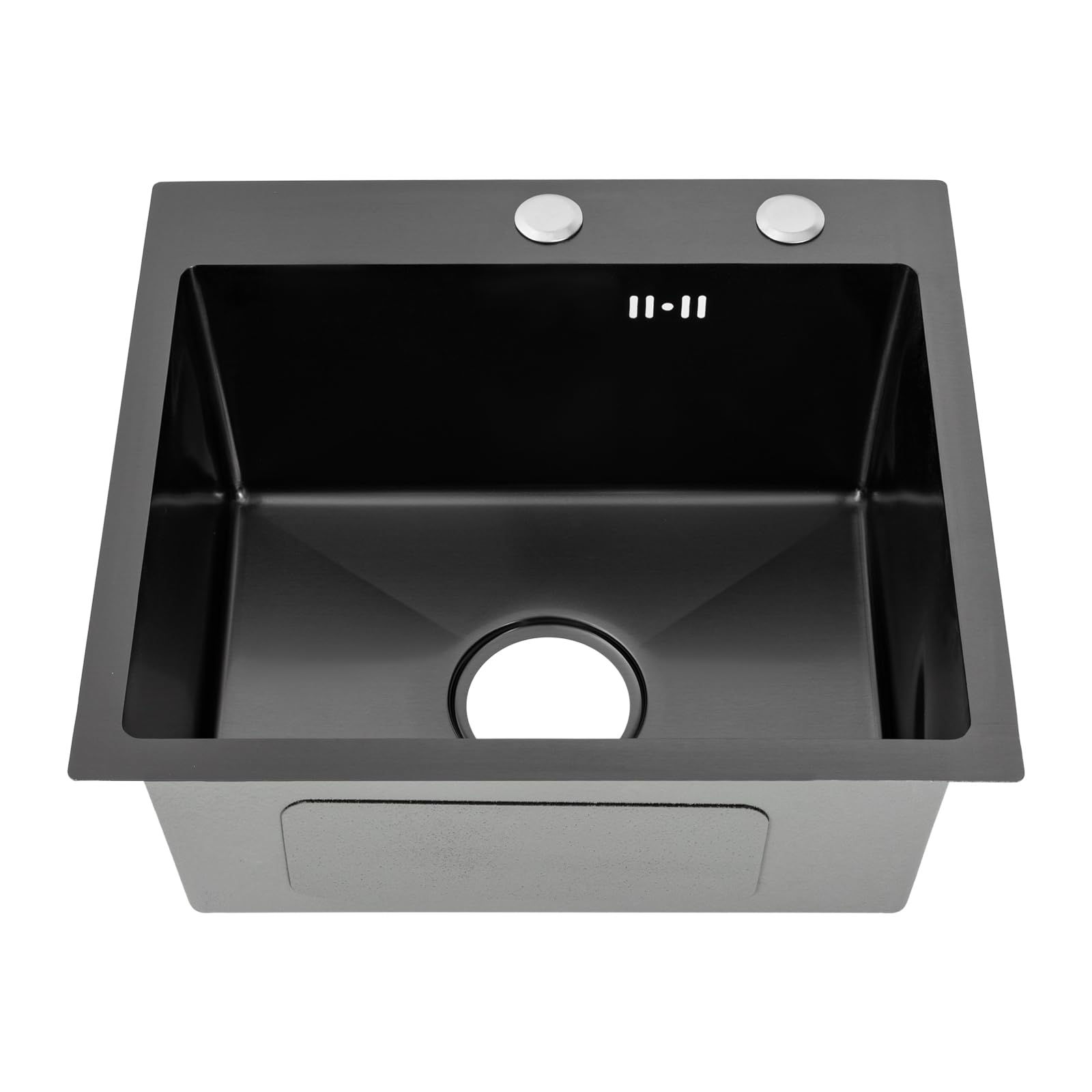 Kit de fregadero de cocina de acero inoxidable negro mate, incluye fregadero empotrado, grifo de cocina con dispensador de jabón y bajante de 45 x 40 cm, giratorio 360 ° - Fregadero Cocina 1 Seno