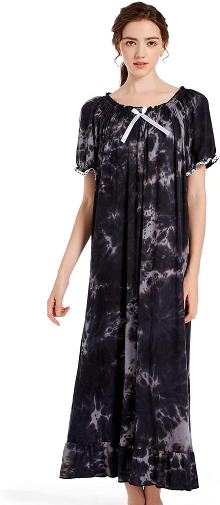 Sharebeauty Soft Viscose Rayon Casual Vintage Nightdress for Women Lady's Loungewear