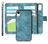 iCoverCase for iPhone XR Wallet Case with Card Holder and Wrist Strap, PU Leather Kickstand Card...