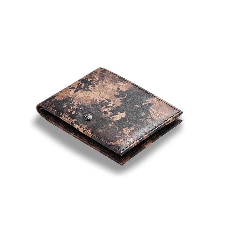 CAMO Digital Pattern, Men's Top Grain Leather Wallet, RFID Blocking, Bifold Wallet with 8 Slots for Men (Brown)-image-26