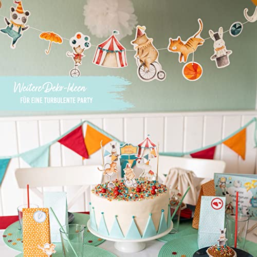 Papierdrachen Girlande Geburtstag - Zirkus - Deko für Kindergeburtstag - 10 m Partygirlande für Deine Feier - für Mädchen und Jungen - Party Deko Geburtstagsdeko Set 3