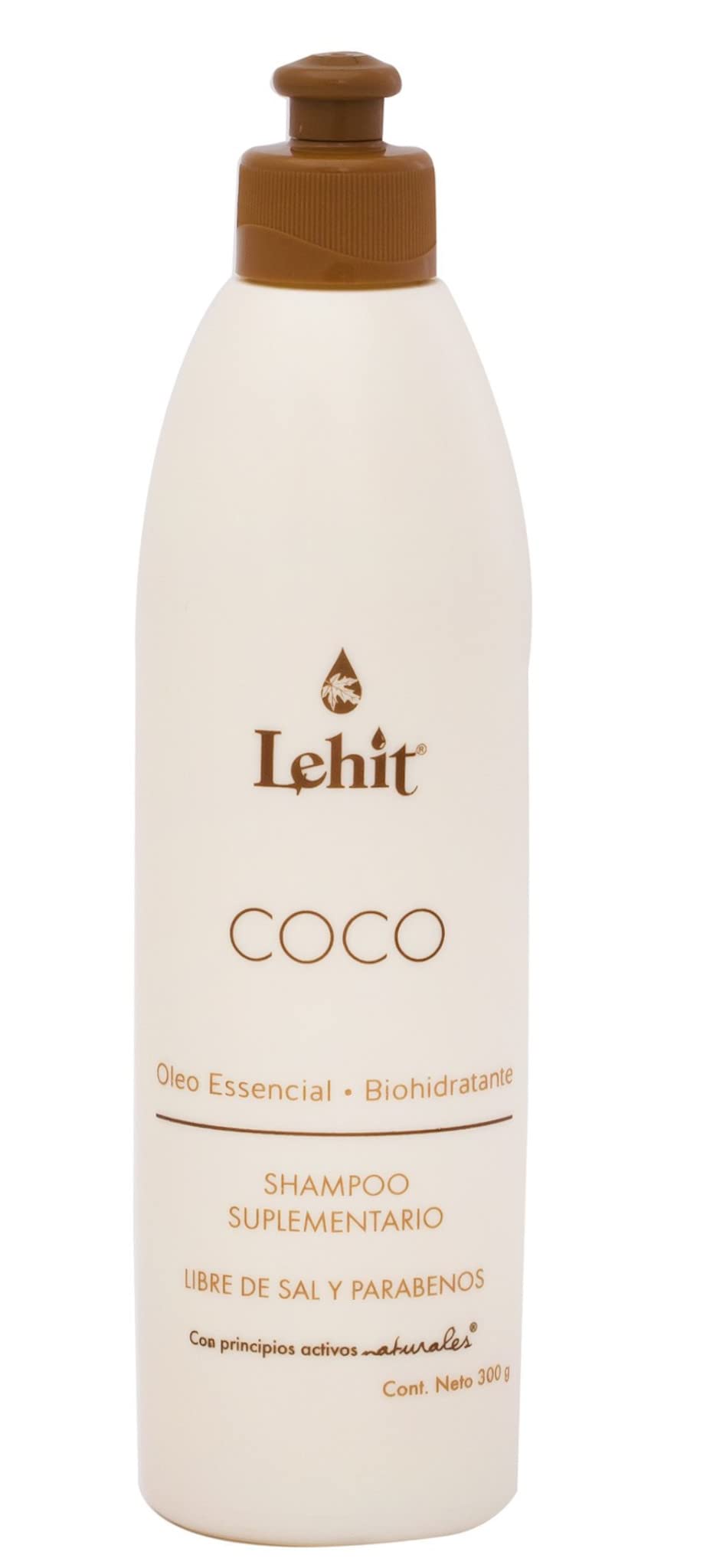 LEHITLeche Coco Shampoo Suplementario BioHidratante Libre de Sal y Parabenos | Coconut Champu Salt and Parabens Free Essencial Oil 10.1oz-300ml