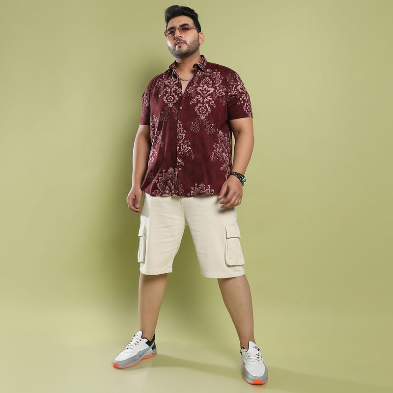 Image of Instafab Plus Men's Shirt for Casual Wear | Spread Collar | Button Closure | Plus-Size Fit | Short Sleeve | Cotton Shirt Crafted with Comfort Fit for Everyday Wear