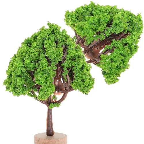 HAMPPLIES 2個 ミニチュアランドスケープツリー 精密製造 安定性 建築模型用 景観装飾 自然感リアル 鮮やかカラー 電車模型やジオラマに