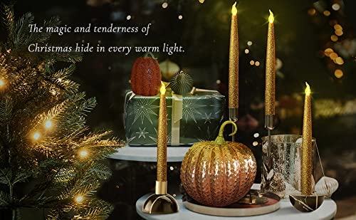 Furora Lighting Red And Gold Flameless Candles Battery Operated, 4 Pack Remote Controlled Red Pillar Candles And 4 Pack Red Votive Candles Bundle With 4 Pack Gold Taper Candles With Timer #TOP1