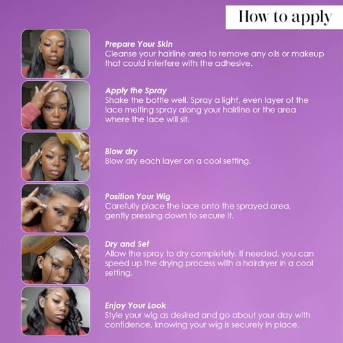 the frontal queen lace melting spray ashy lace melting spray for lace wigs lace bond spray extra hold lace melting spray adhesive wig no residue long lasting safe formula - 42 oz