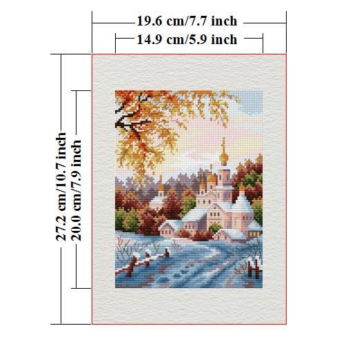 Image of CROSSDECOR Cross Stitch Kits for Adults,Stamped Cross Stitch Kits,DIY Needlepoint Kits for Beginners Counted Embroidery Craft Supplies for Home Decor - Church 7.8x10.6in