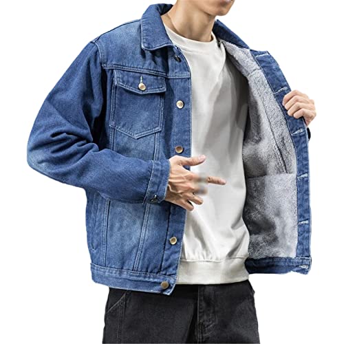 Veste en jean bleu foncé Kelsiop doublure polaire et col velours