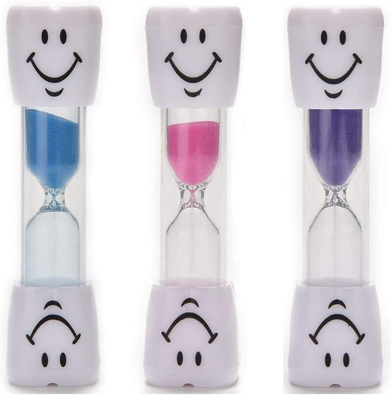 3 Pack Kids Toothbrush Timer, 2 Minutes Smiley Hourglass Sand Clock Timer for Children’s Teeth(Blue, Purple, Pink)