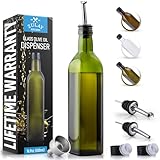 Zulay Kitchen 17oz Olive Oil Dispenser Bottle – Glass Oil Cruet with Spout, Funnel & Pourers, Easy-Pour Decanter for Kitchen Cooking and Serving (Green)
