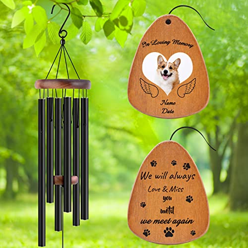 Image of Personalized Custom Wind Chimes Memorial Gift for Loss of Loved One Mother Dad Mom Dog Pets Customized Outdoor Sympathy Wind Chimes with Photo Text