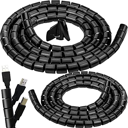 Winfred 2 Piezas de Manguera Flexible para Cables, Organizador de Cables Negro, Fundas para Cables, Organizador y Protector de Cables para TV,...