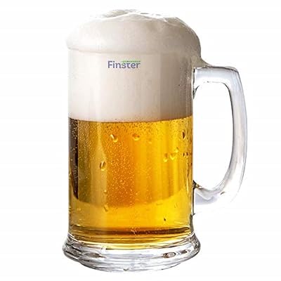 FINSTER Glass Beer Mug Set of 6-400 Ml, Transparent Imported Bear Mug with Strong Handle (Perfect for Gift)