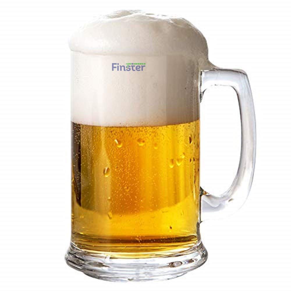 FINSTER Crystal Beer Mug Set of 4 Imported for Husband 400ml - Transparent (Ideal Gift for Couple)