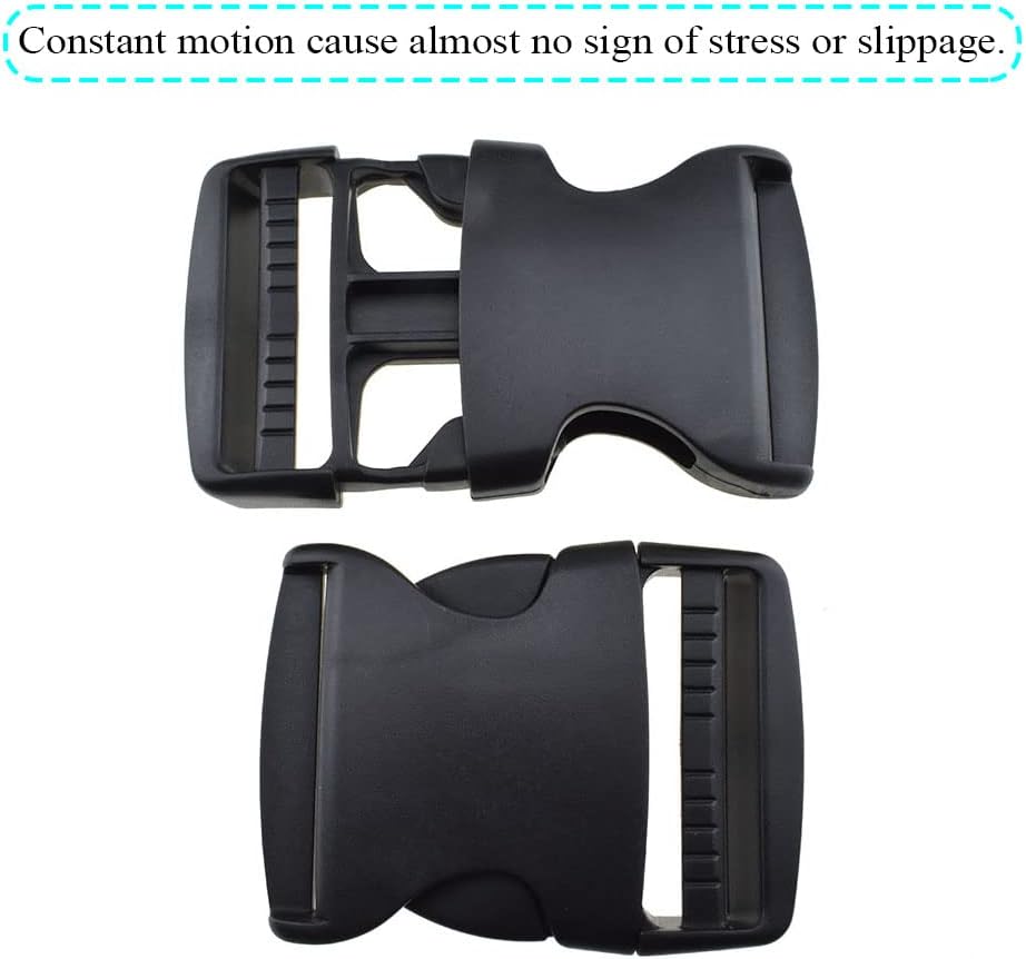 2" Width Quick Side Release Buckles Speedy Pinch Single Loop End Hold Tight Withstand Constant Motion Strong Plastic Clips Snaps 6 PCS for Nylon Webbing Strap Backpack Costume Dog Collars