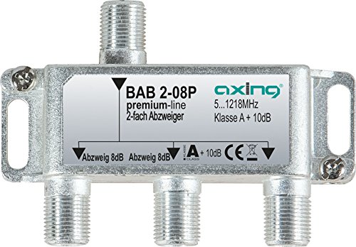 Axing Bab 2 – 08P Splitter a 2 Vie 8dB TV via cavo CATV Multi Media DVB-T2 classe A +, DB, 5 – 1218 MHz metallo