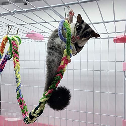 Handmade Sugar Glider Toys for Climbing/ Exercising/ Jungle Exploration, Hanging Toy Cage Accessories, Rat Toys, Bird Rope Perch Swing Toy, Random Color, 4 Pack