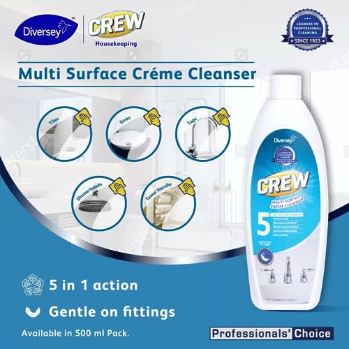 Image of Diversey Crew Multi Surface Creme Cleanser - 500 Ml | 5 in 1 Action Formula| Removes Scale | Eliminates Scuff Marks | Gentle on Fittings | Effective Against Greese | Removes Rubber Marks | Restores Shine