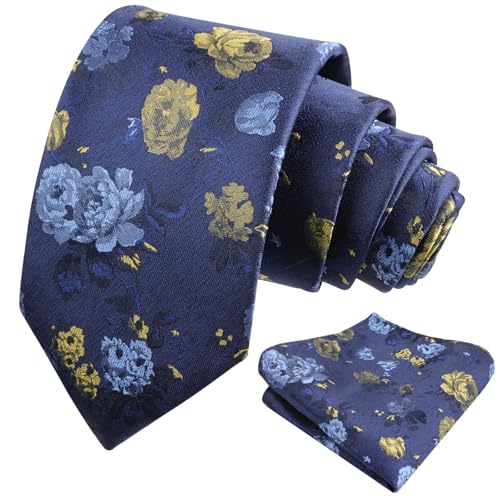 Image of Alizeal Mens 3.15'' Colorful Flower Pattern and handkerchief Necktie Set