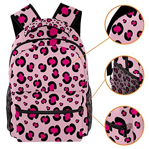 Sac à dos léopard rose pour campus et voyage scolaire