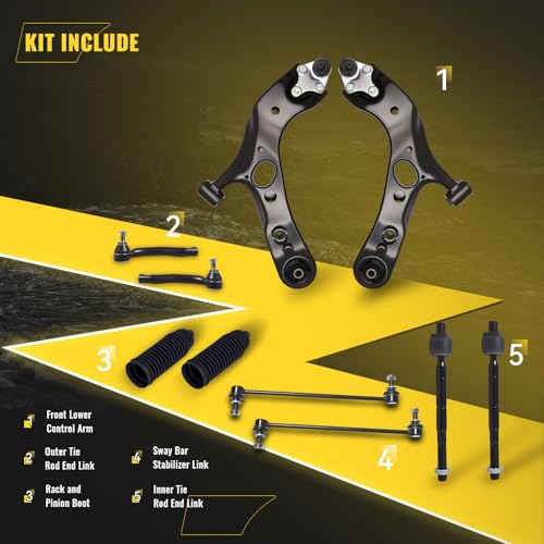 TUCAREST 10Pcs Suspension Kit Fit For 2006-2018 To-yota RAV4, 2 Front Lower Control Arm w/Ball joint + 4 Outer Inner Tie Rod + 2 Sway Bar + 2 Boots [# K620586 K620587 K750043 EV800328 ES800053] by TUCAREST - Used condition - Image 3