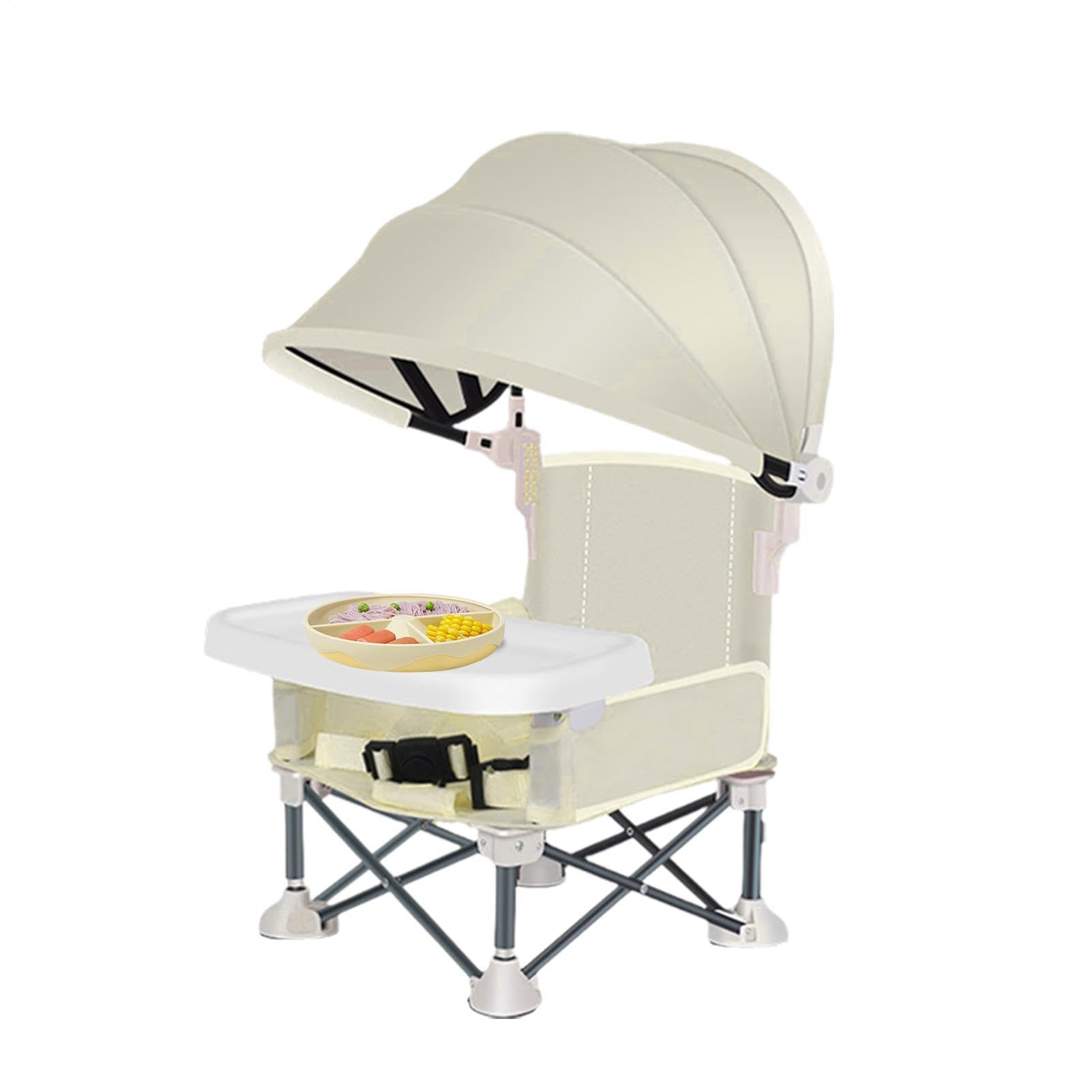Seggiolino Portatile per Bambini | Seggiolino per Bambini Seggiolinos Da Viaggio Pieghevole | Sedia Pieghevole con Tendalino E Vassoio Rimovibile | per Casa Giardino Spiaggia Campeggio