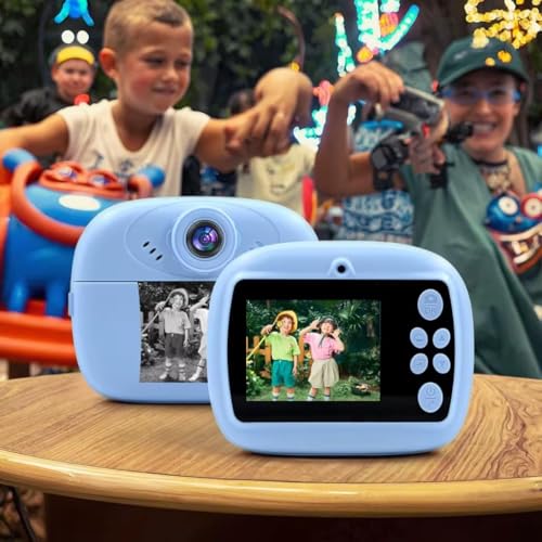 Image of Instant Print Camera for Kids with 1080P HD Video, 48MP Dual Selfie Lens, Digital Photo Printer for Boys & Girls, with Games - Blue Colour