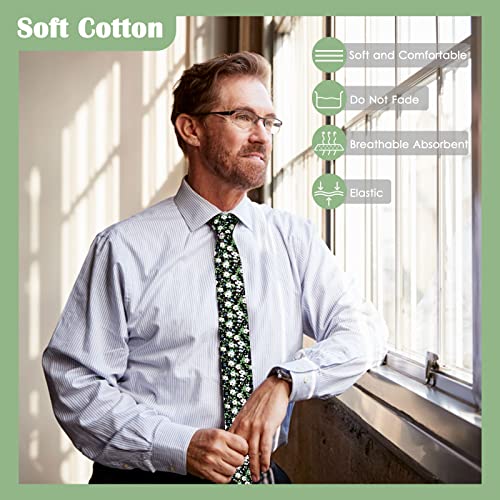 Image of Mantieqingway Men Skinny Tie Cotton Floral Necktie for Wedding Groomsmen Tie