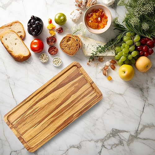 BambooMN Rectangular Bamboo Serving Tray - Tiger Stripe - 11 x 5.5 x 0.6