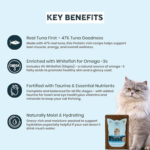 Image of Brunos Cat Wet Food - Tuna with Whitefish Mousse - 85g (Pack of 6) |for Cats & Kittens (All Life Stages)|90% Animal Ingredients|Infused with Prebiotic|Grain-Free|Supports Hydration & Skin