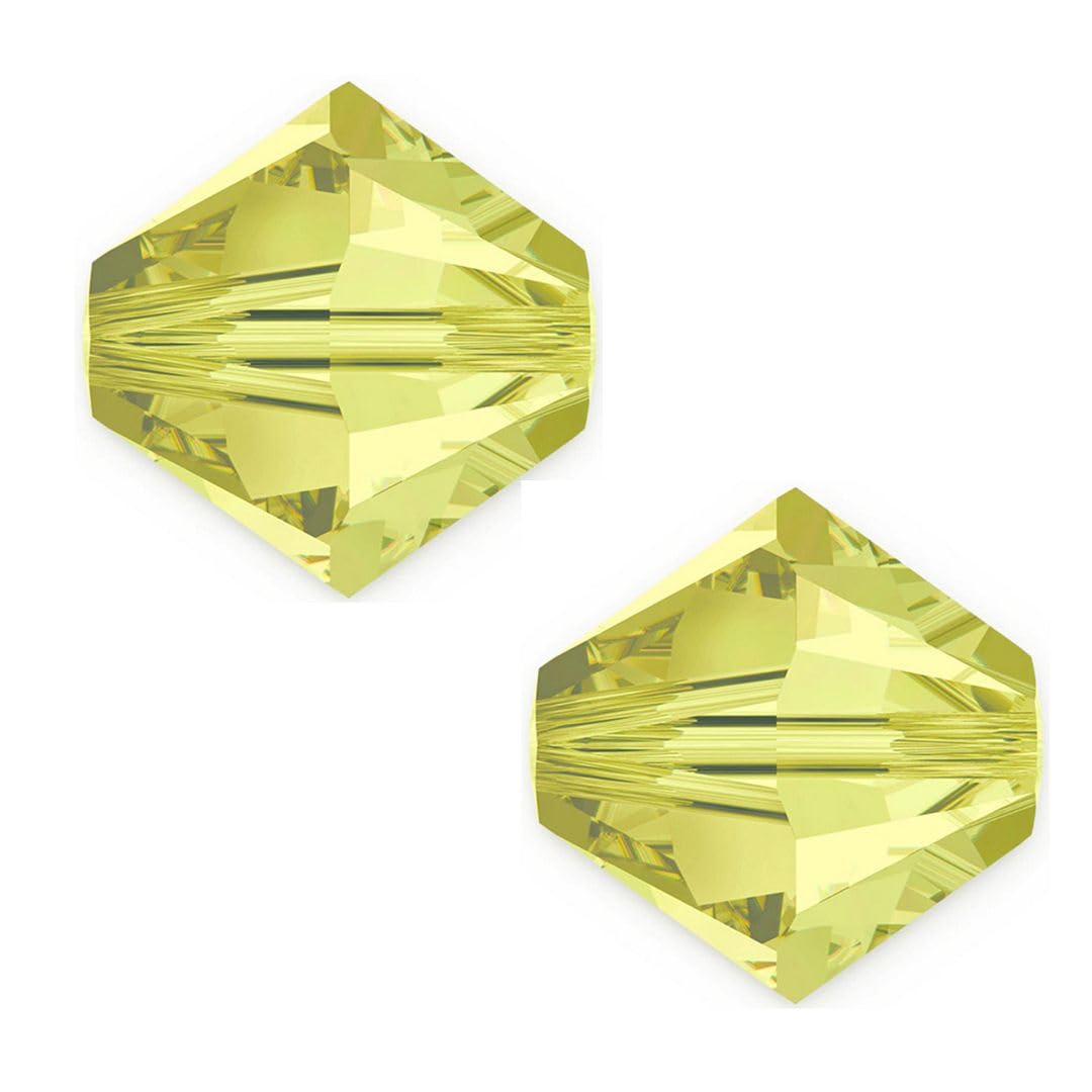 200pcs Adabele Austrian 3mm (0.12 inch) Small Faceted Loose Bicone Crystal Beads Jonquil Yellow Compatible with Swarovski Crystals 5301/5328 SSB309