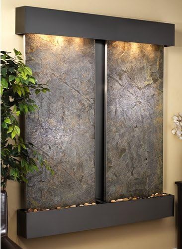 Adagio Cottonwood Falls Wall Fountain Green FeatherStone Slate Blackened Copper - CFS1512