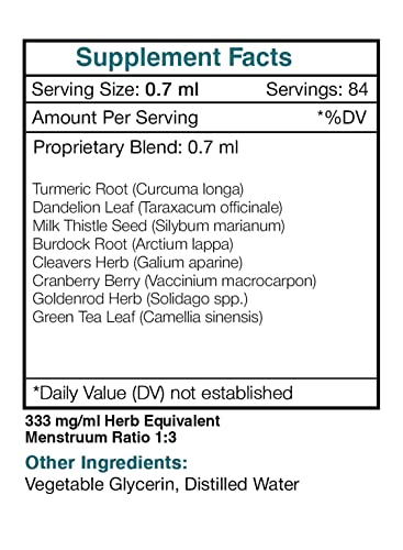 Tribal Detox Alcohol-Free Extract, High-Potency Herbal Drops, Tincture Made From Turmeric, Dandelion, Milk Thistle, Burdock, Cleavers, Cranberry, Goldenrod, Green Tea Cleansing Action Formula 2 Oz #TOP2