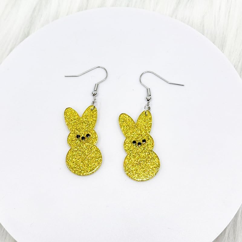 Easter Dangle Earrings Cute Funny Acrylic Colorful Glitter Rabbit Egg Bunny Sparkle Spring Earrings For Women Fashion Holiday Happy Easter Jewelry Gift - Image 2
