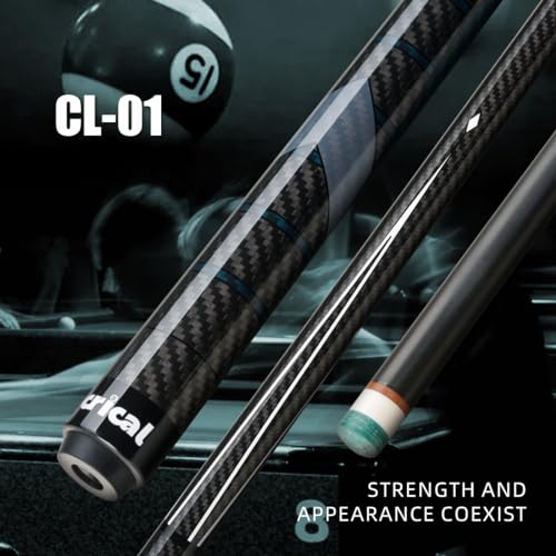 Crical Carbon Fiber Pool Cue Stick 58 Inch Billiard Cue Sticks Professional Low Deflection Pool Sticks With 3/8 * 8 Pin Joint And 12.5Mm Tip thumb #1