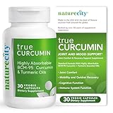 NatureCity True-Curcumin Turmeric Supplement | Non-GMO Tumeric and Curcumin 500mg Curcuma Capsules Vitamin Supplements | Up to 700% Increase in Absorption (30 Day Supply) | Supports Joints