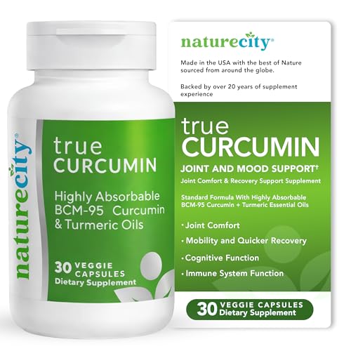 NatureCity True-Curcumin Turmeric Supplement - Non-GMO Turmeric and Curcumin Capsules - BCM-95 Curcumin Formula for Enhanced Absorption - Supports Joint, Immune and Cognitive Health - 30 Days Supply