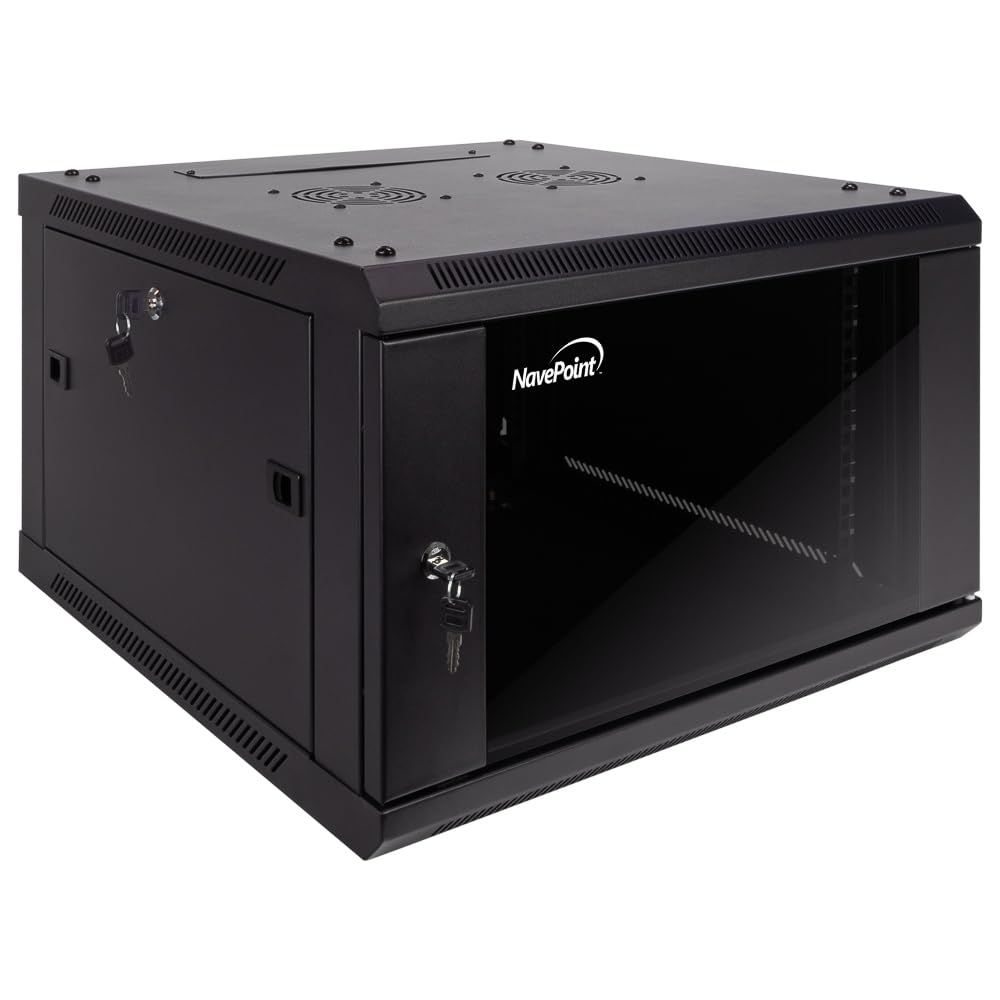 NavePoint Servidor de Red para Montaje en Pared 6u 600 mm de Profundidad Armario Rack Gabinete Puerta de Cristal Lock