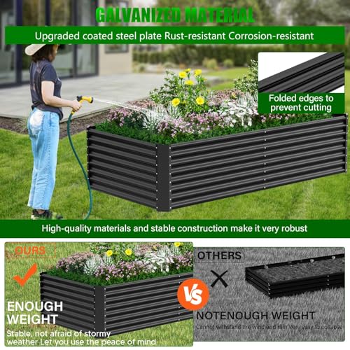 Raised Garden Bed, 8×4×1ft Large Outdoor Metal Planter Box,216 Gal Soil Capacity, Galvanized Raised Garden Bed Kit for Flower Plants, Fruits, Vegetable Herbs by DWALE - Image 5