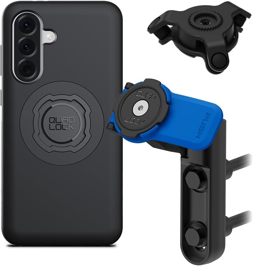 Quad Lock Brake/Clutch Motorcycle Phone Mount with Vibration Dampener and MAG Phone Case for Galaxy A36