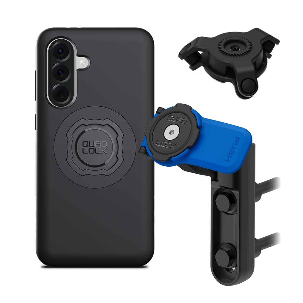 Quad Lock Brake/Clutch Motorcycle Phone Mount with Vibration Dampener and MAG Phone Case for Galaxy A36