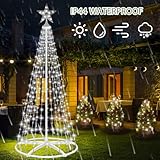 HELESIN Lighted Christmas Cone Tree with Star Topper, 6ft 250 LED (White) Christmas Tree Light Show with 12 Modes Remote Control, Artificial Xmas Tree Lights for Indoor Outdoor Yard Patio Decorations - Image 4