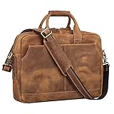 S-ZONE Genuine Leather Professional Look Briefcase Bag for 17 inch laptop