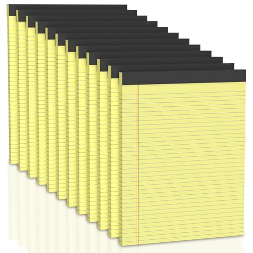 Legal Pads 8.5 x 11 College Ruled, 12 Pack Yellow Legal Note Pads 8.5 x 11 Perforated Paper Tablets 8-1/2 x 11 Narrow Ruled Writing Note Pads 30 Sheets Pads of Paper Notepads Yellow Notebook Notepad