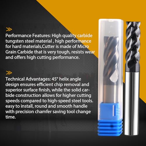 Image of 6Pcs Carbide End Mill Set 1 /8 inch 3 /16 inch 1 /4 inch 5 /16 inch 3 /8 inch 1 /2 inch 4 Flute AlTiN Coated HRC 45-55 for Alloy Steels Hardened Steel Metal CNC Router Bits