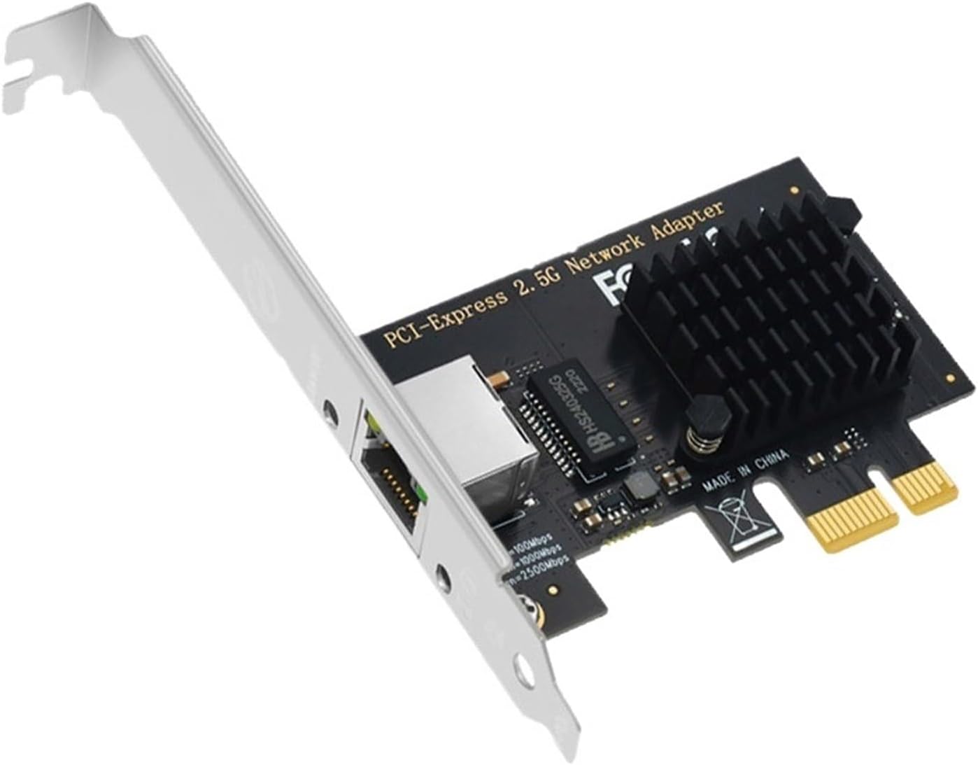 PCI-E to RJ45 Network Card 2.5Gbps Gigabit Ethernet 1000/2500Mbps PCIE Network Card LAN Controller Adapter RJ45 for Desktop PC(2500M Black I225-V)
