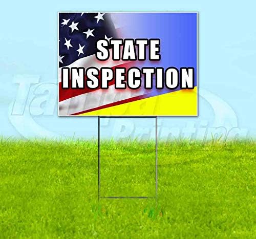 State Inspection (18" x 24") Yard Sign, Quantity Discounts, Multi-Packs, Includes Metal Step Stake, Bandit, New, Advertising, USA