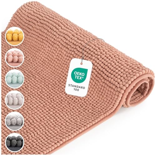 Blumtal Tappeto Bagno Antiscivolo, Tappetino Bagno in Ciniglia lavabile, Tappeto Assorbente, Certificato Oeko-TEX - 50x80cm, Rosa