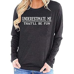 BOMYTAO-Underestimate-Me-Thatll-Be-Fun-Baseball-T-Shirt-for-Women-Funny-Sarcastic-Raglan-Long-Sleeve-Graphic-Tees Underestimate Me Thatll Be Fun Baseball T-Shirt for Women Funny Sarcastic Raglan Long Sleeve Graphic Tees (Dark Grey, Large)