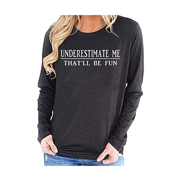 BOMYTAO-Underestimate-Me-Thatll-Be-Fun-Baseball-T-Shirt-for-Women-Funny-Sarcastic-Raglan-Long-Sleeve-Graphic-Tees Underestimate Me Thatll Be Fun Baseball T-Shirt for Women Funny Sarcastic Raglan Long Sleeve Graphic Tees (Dark Grey, Large)